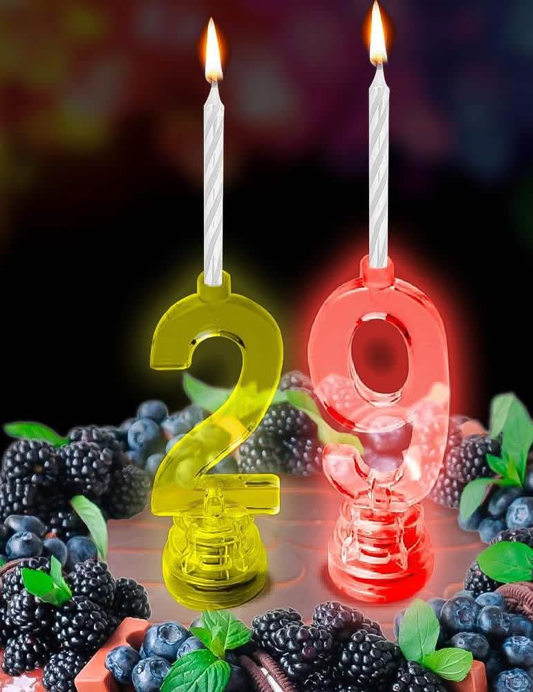 Decoración para tarta de la vela LED luminosa número 9 para cumpleaños