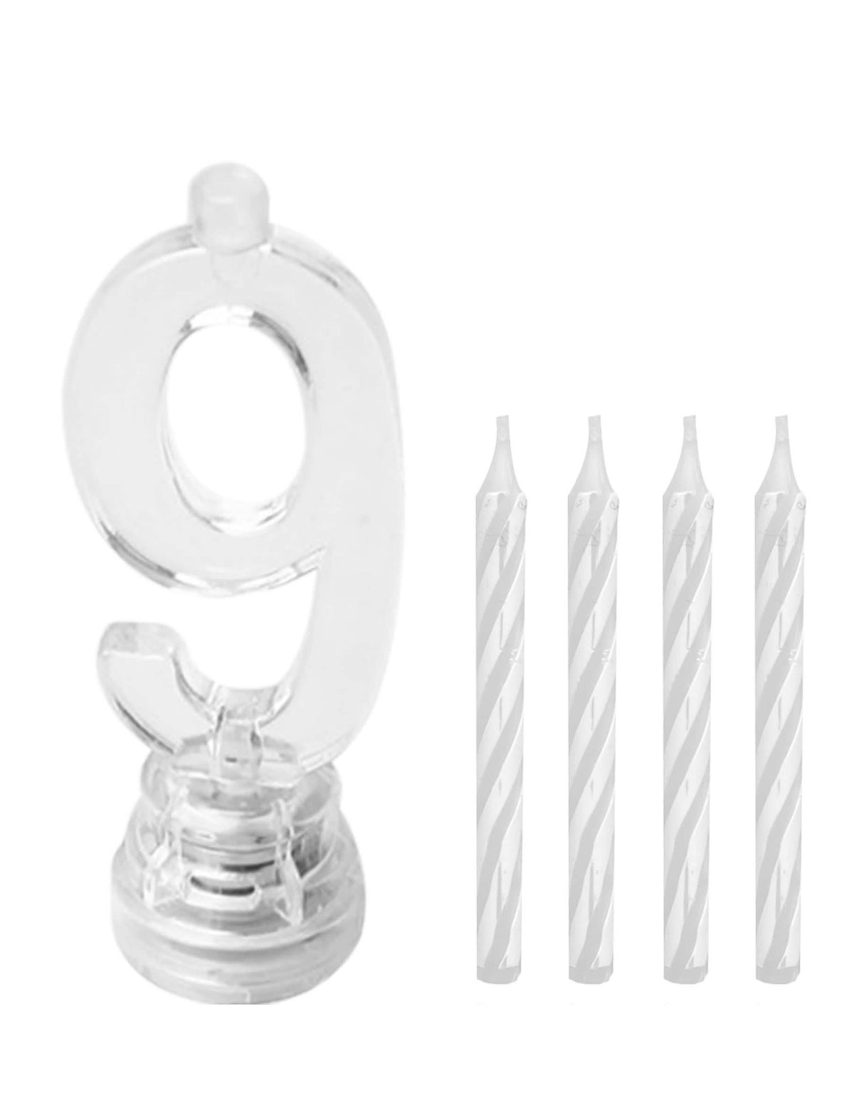 Detalle del soporte y de las velas de la vela luminosa LED número 9