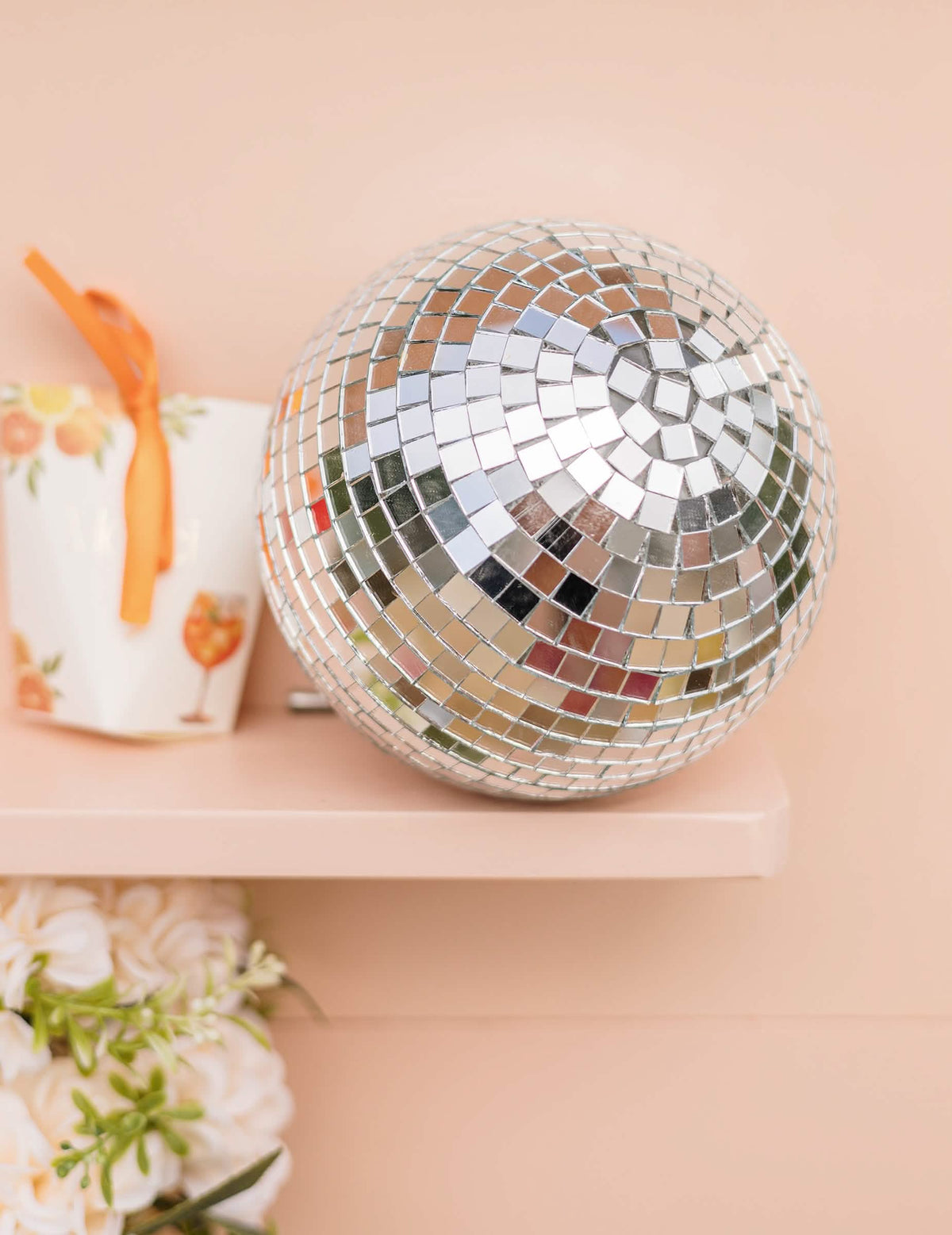 Bola de espejos colgante, cristal de espejo plateado 16cm, decoración disco