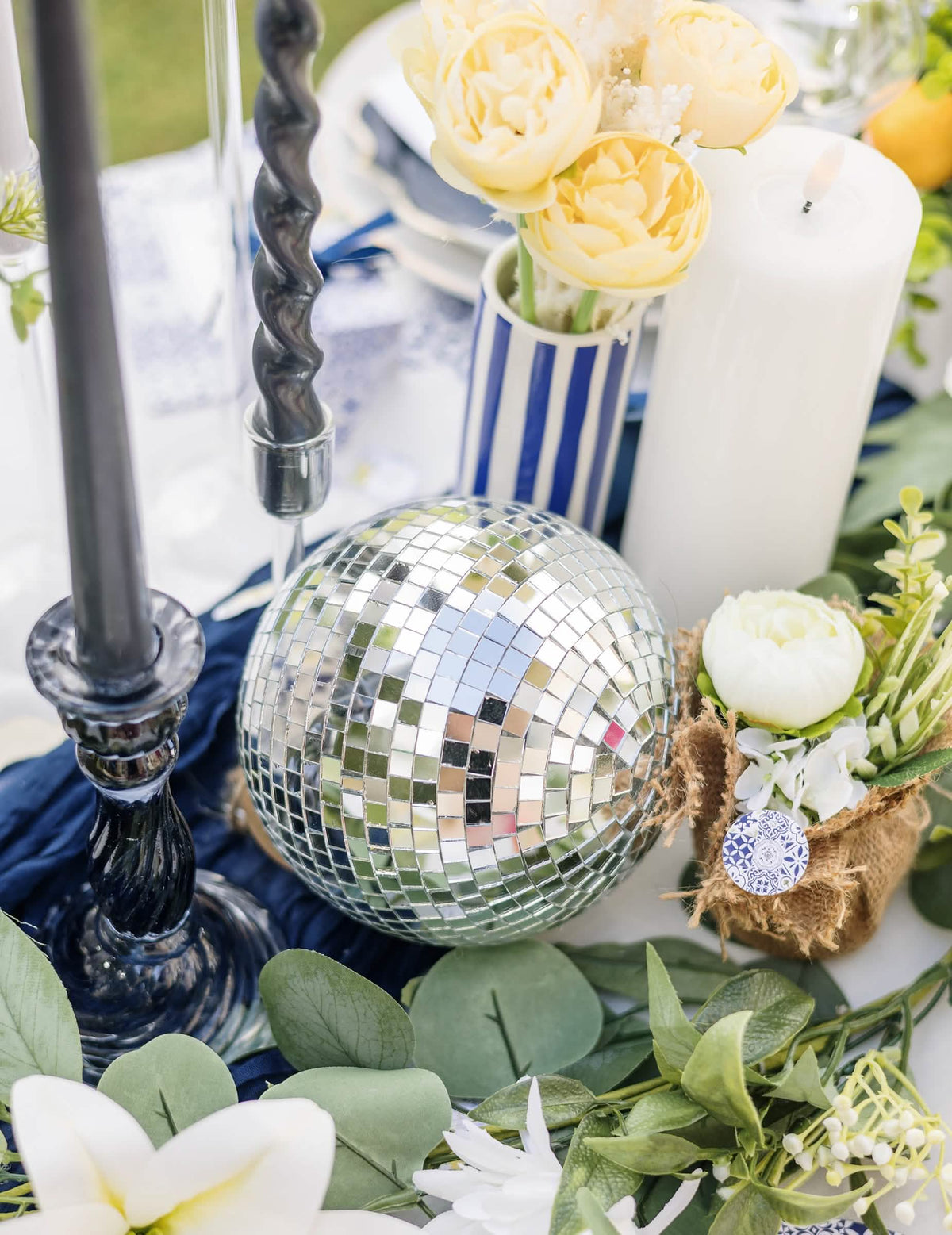 Bola de espejos colgante, cristal de espejo plateado 16cm, decoración disco