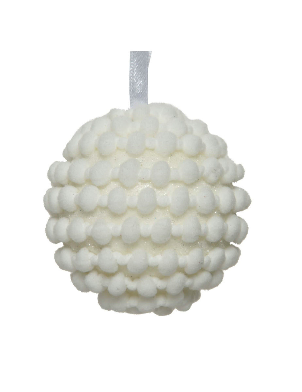 Boule de noël ambiance polaire pour décoration blanche effet coton et paillettes