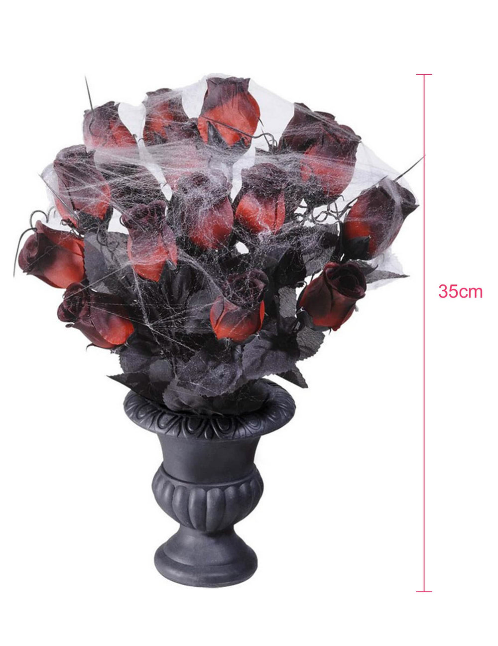 Dimensiones del ramo de rosas rojas halloween para decoración con tela de araña