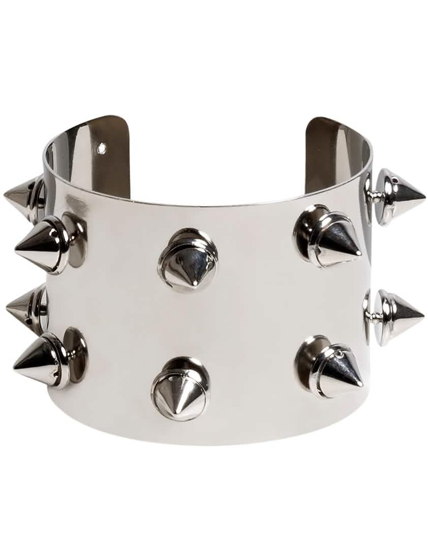 Bracelet en métal punk pour adulte argenté avec pointes