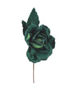 Rama de rosa de terciopelo con purpurina verde oscuro 21 cm