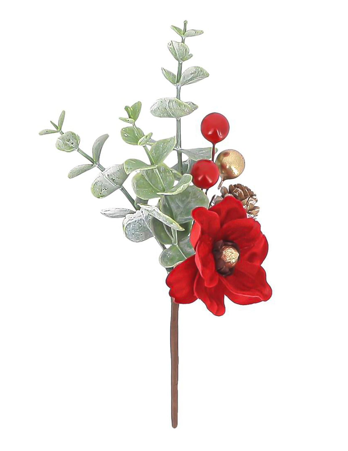Rama Elegancia de terciopelo rojo, verde y dorado 18,5 cm