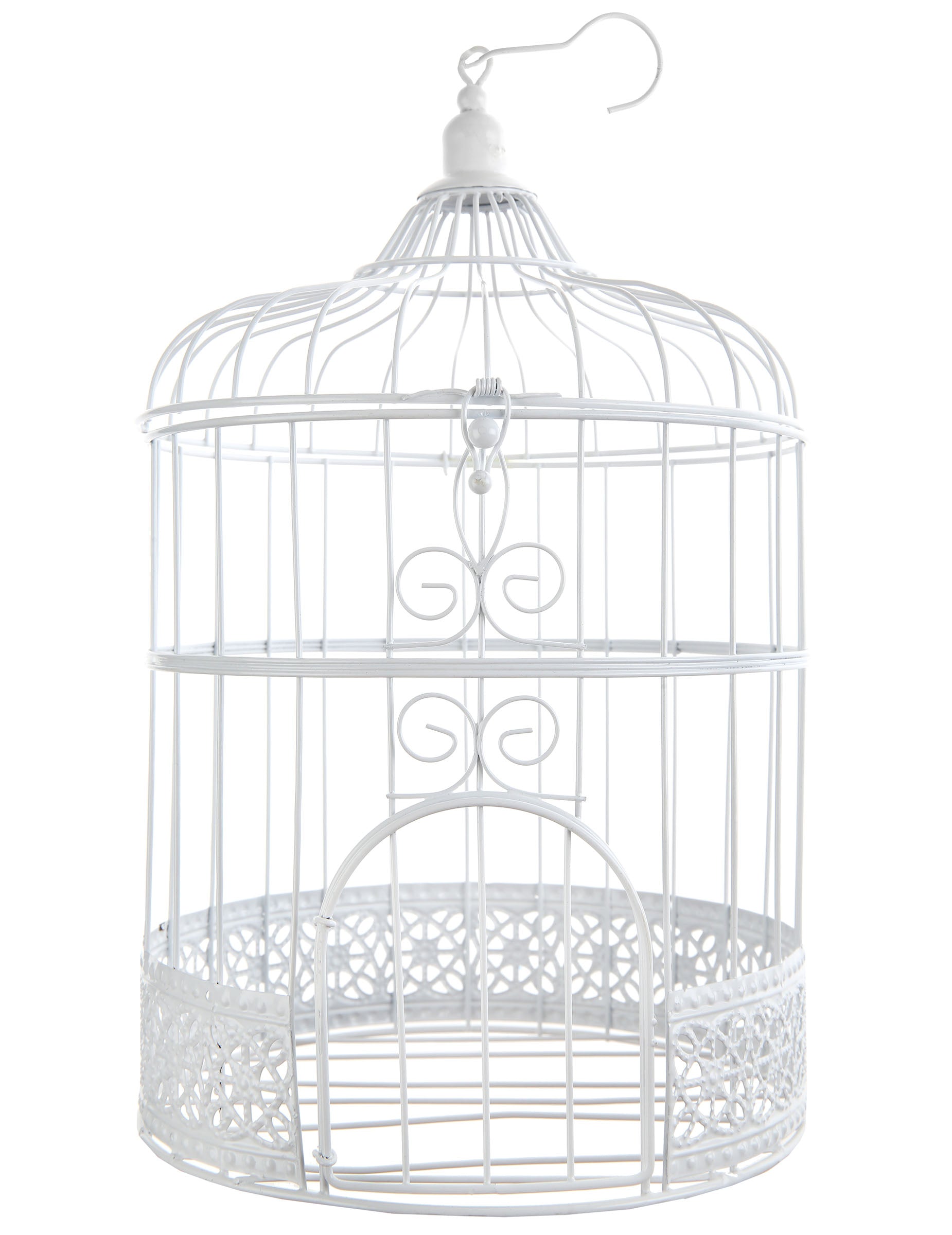 Décoration cage à oiseaux en métal à suspendre pour fête blanche