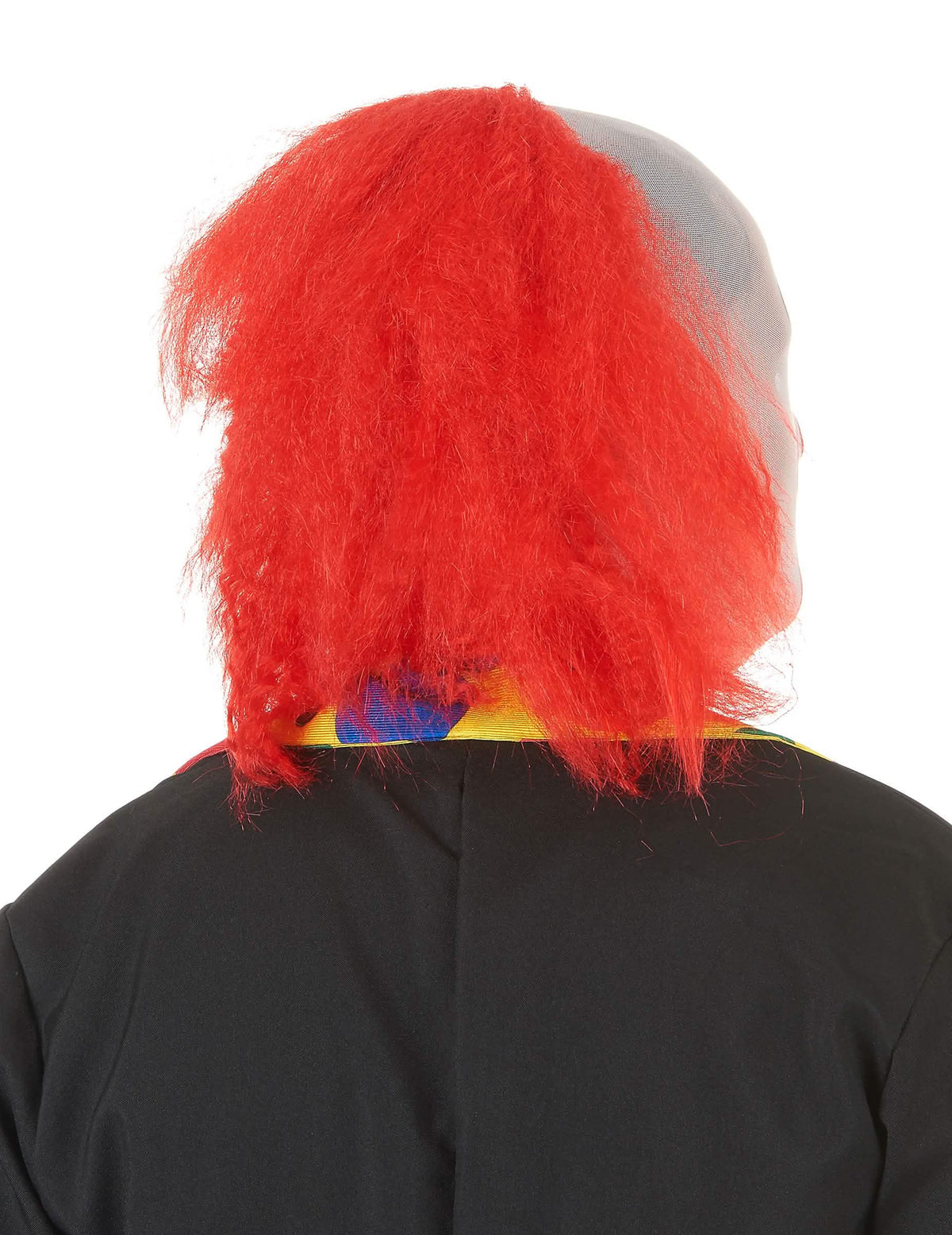 Vista trasera de la capucha de payaso con cabello