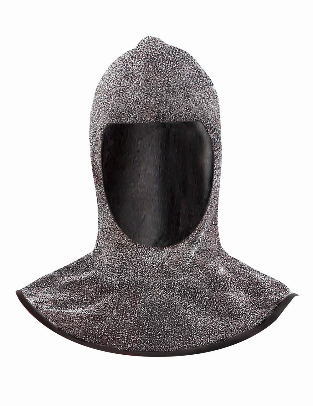 Vue de face de la cagoule médiévale effet cotte de maille
