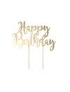 Cake topper en carton Happy Birthday pour décoration chic doré métallisé