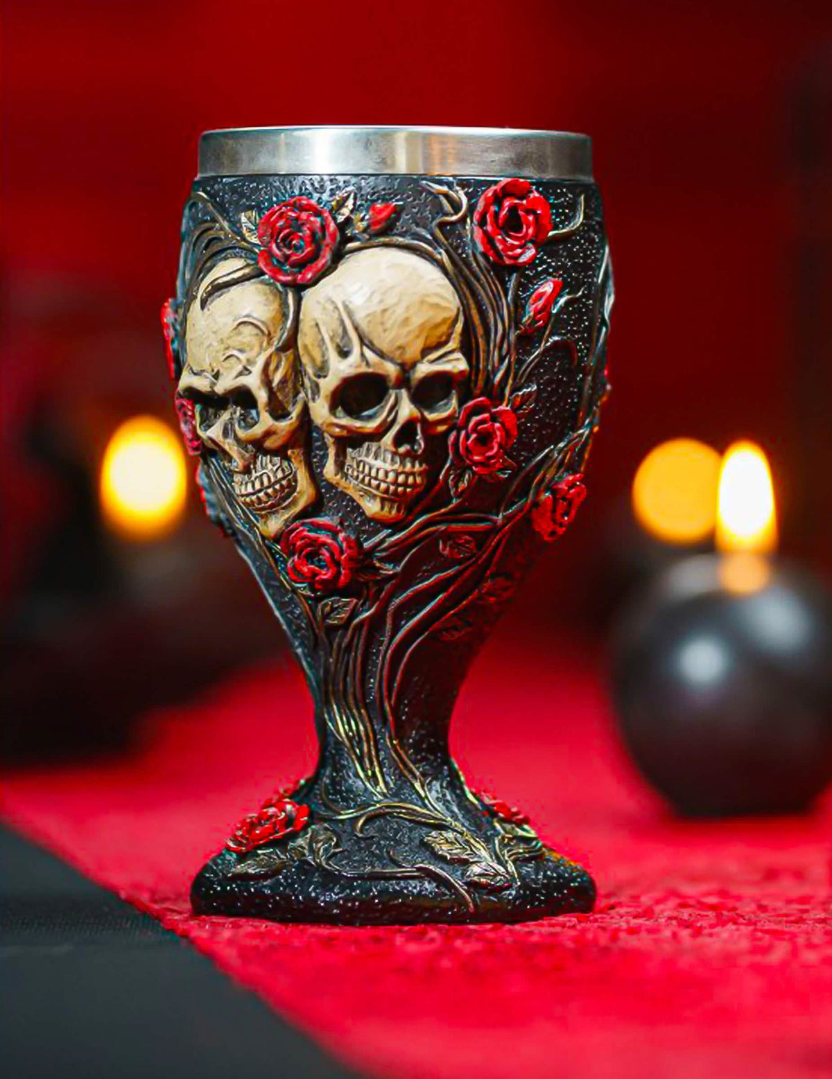 Copa cáliz decorativa de resina gótica 7 x 7 x 14,5 cm