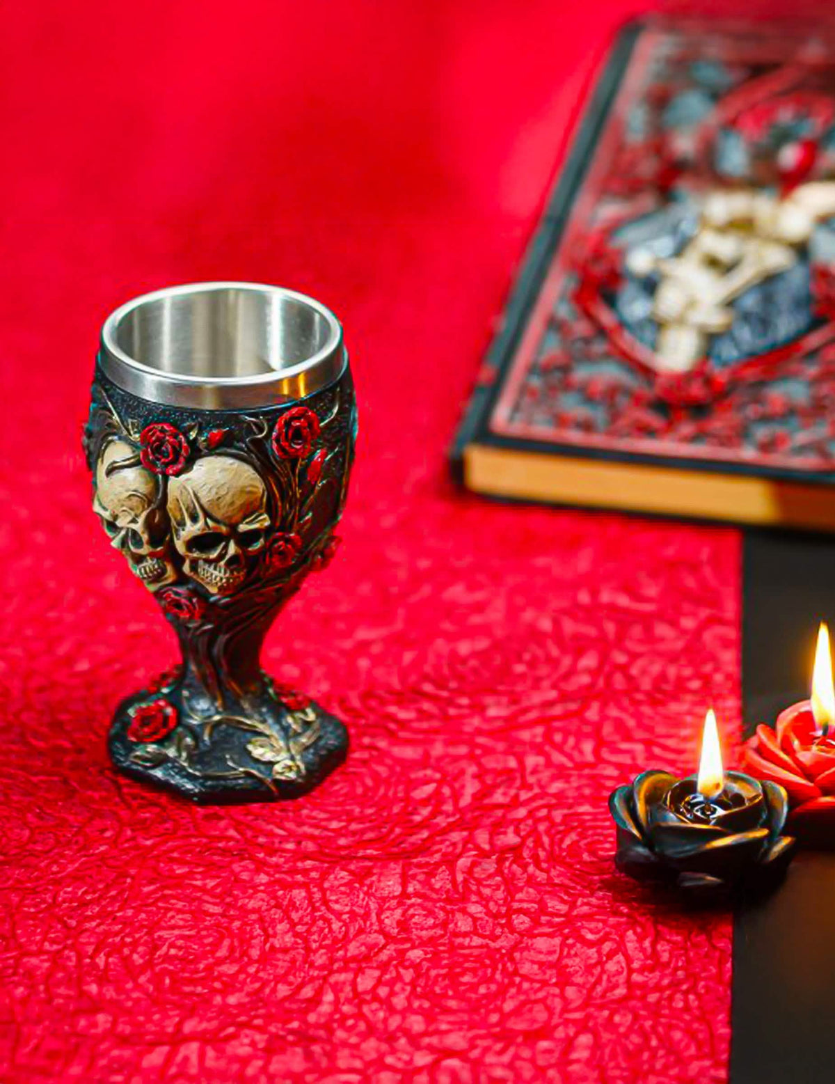 Copa cáliz decorativa de resina gótica 7 x 7 x 14,5 cm
