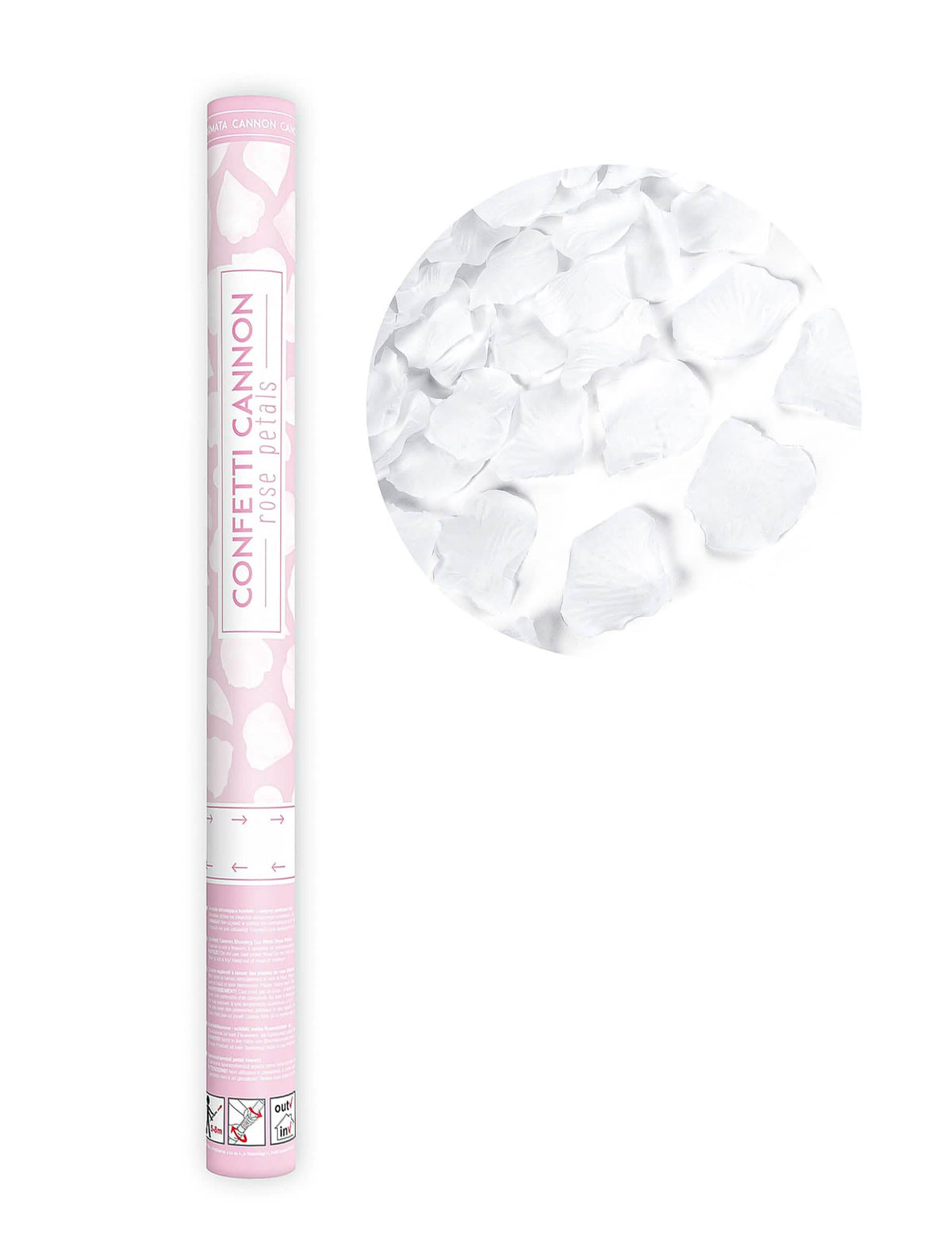 Canon à confettis pétales blanc 60 cm