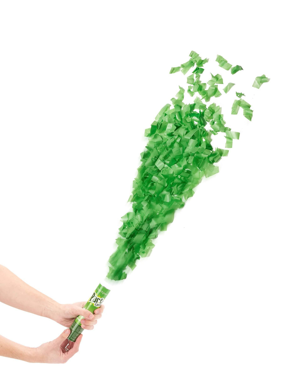 Cañón de confetis para fiesta verde