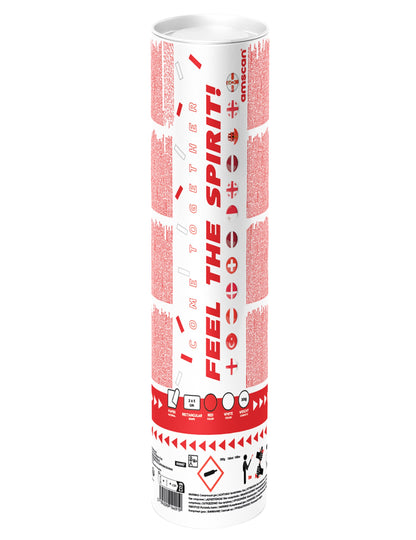 Cañón de confeti rojo y blanco