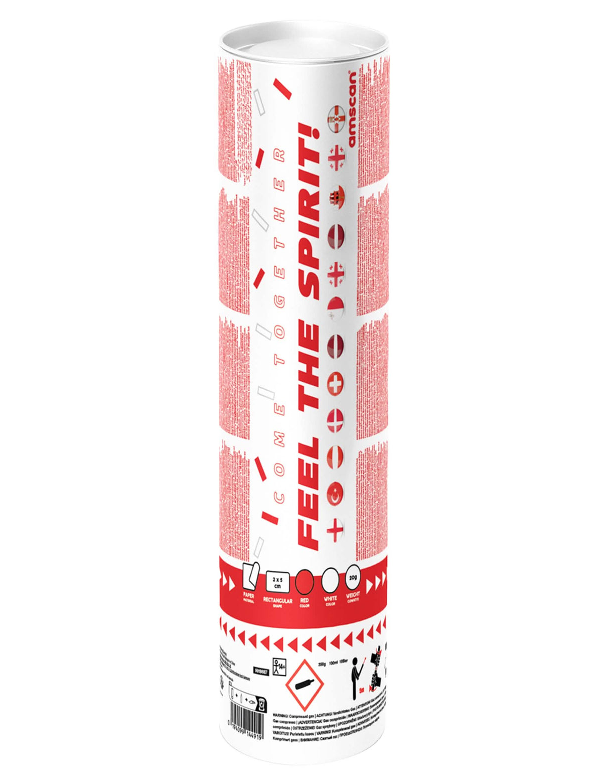 Cañón de confeti rojo y blanco 