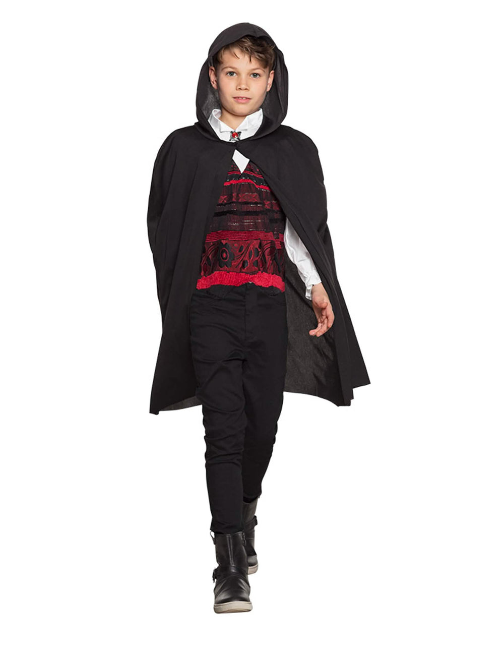 Capa con capucha halloween para niño negra
