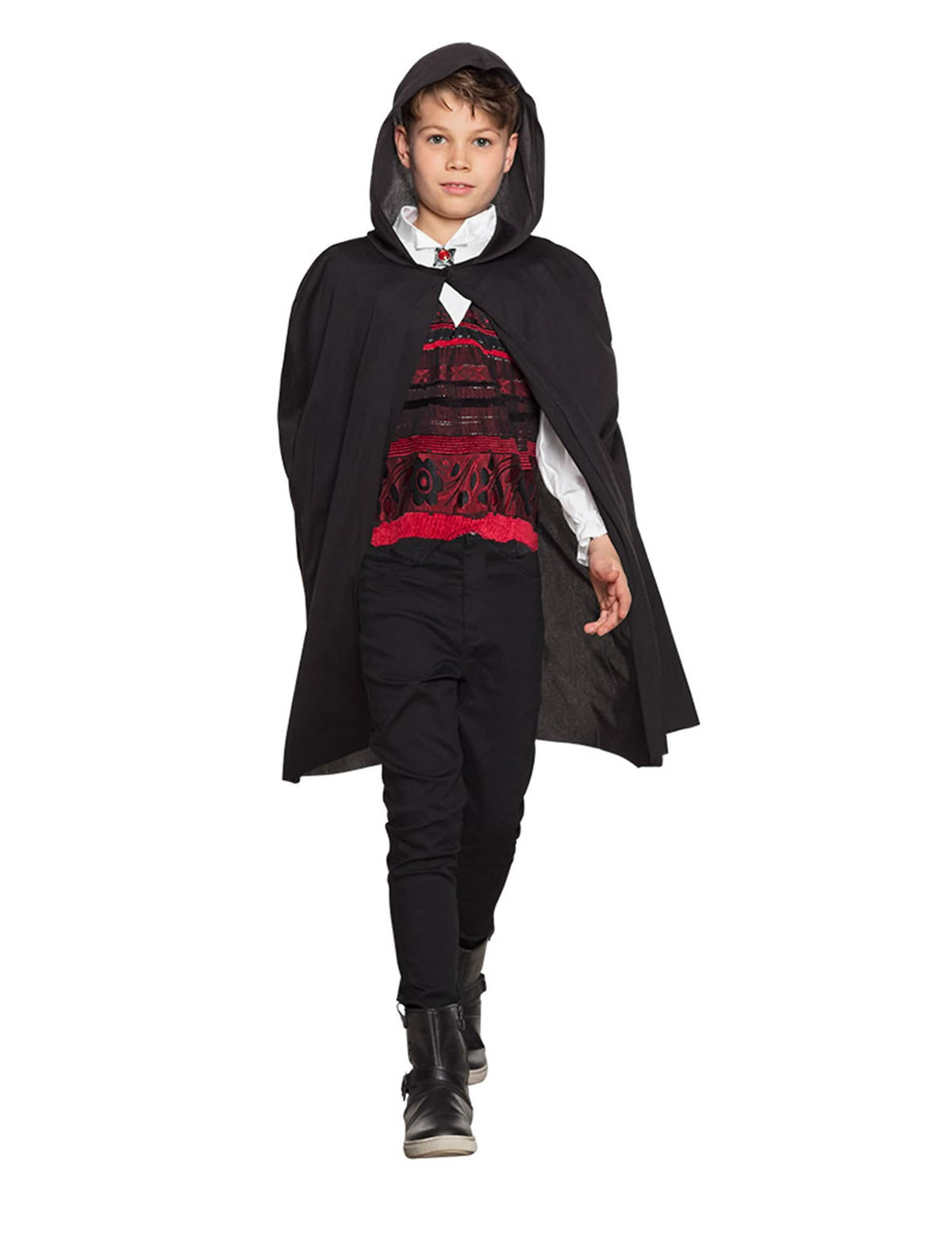 Capa con capucha halloween para niño negra