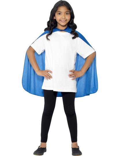 Vue de face de la cape bleue pour enfant