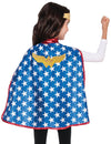 Cape et tiare Wonder Woman Super Hero Girls pour enfant bleue à étoiles blanches et logo doré