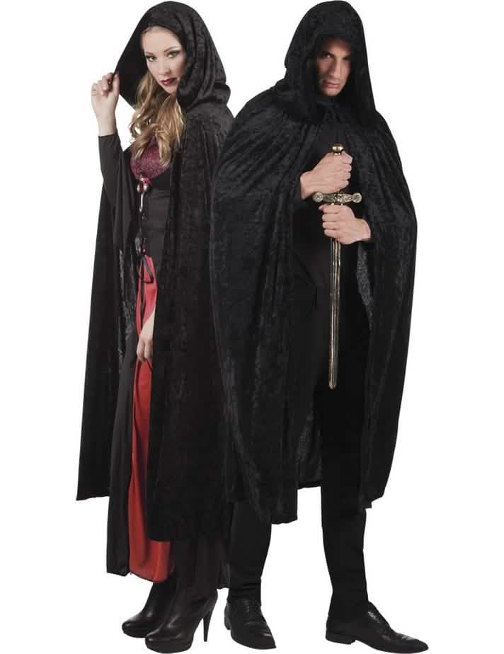 Capa halloween para adulto negra de aspecto terciopelo