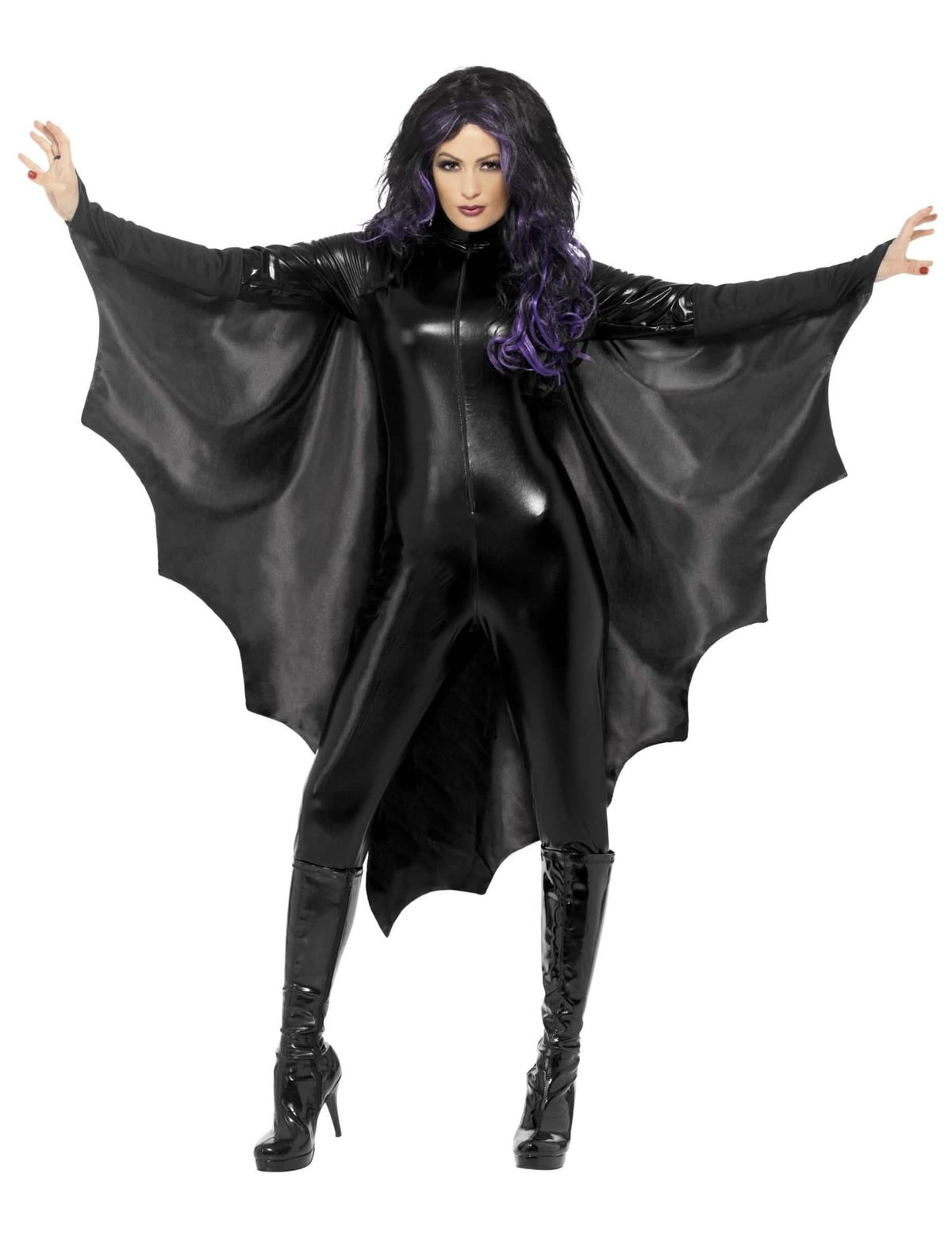Cape de chauve-souris pour femme noire avec grandes ailes