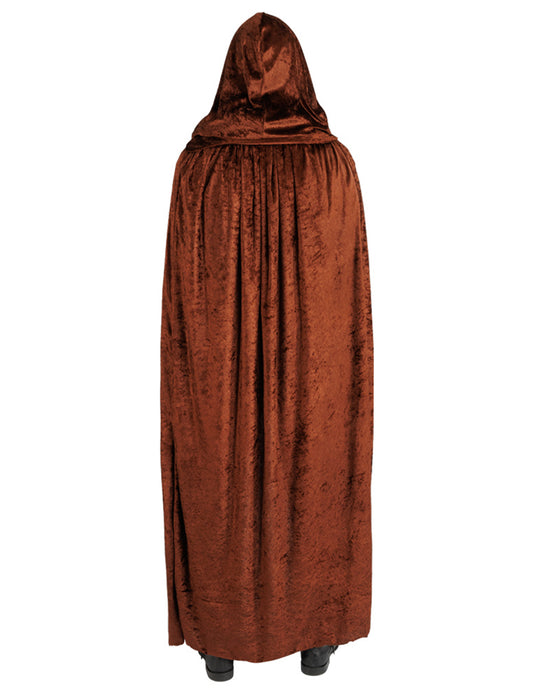 Capa muy larga terciopelo marrón lujo 202 cm