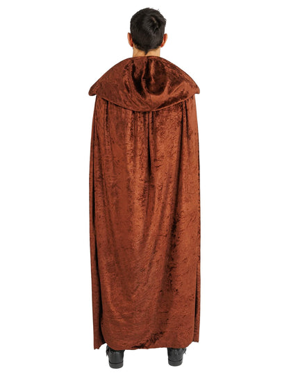 Capa muy larga terciopelo marrón lujo 202 cm