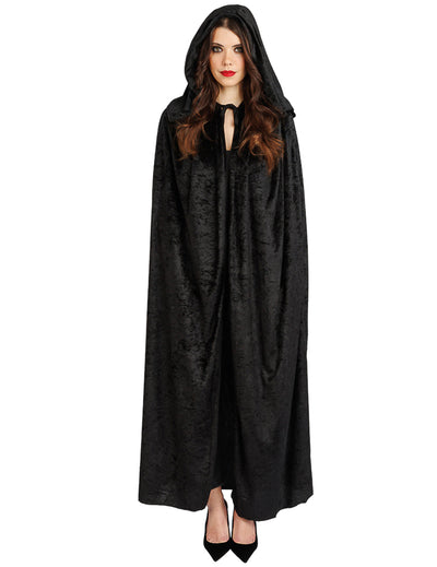 Capa muy larga terciopelo negro lujo 202 cm