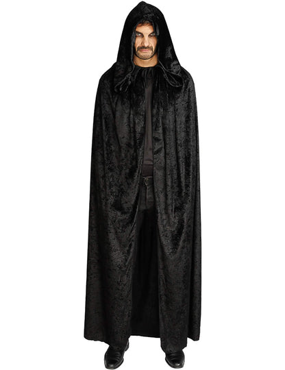 Capa muy larga terciopelo negro lujo 202 cm