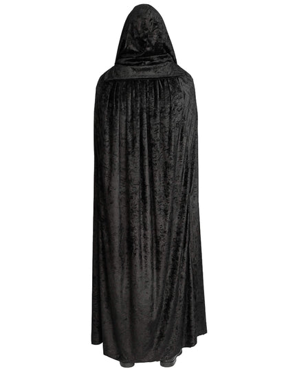 Capa muy larga terciopelo negro lujo 202 cm