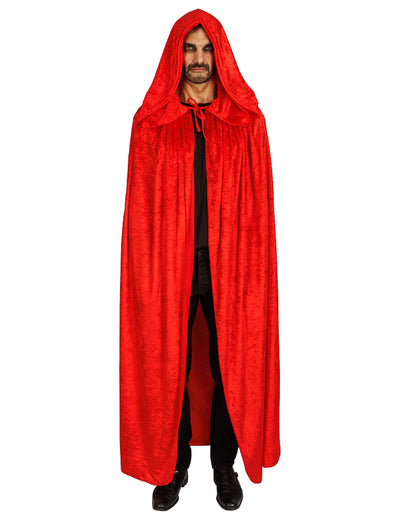 Capa muy larga terciopelo rojo lujo 202 cm