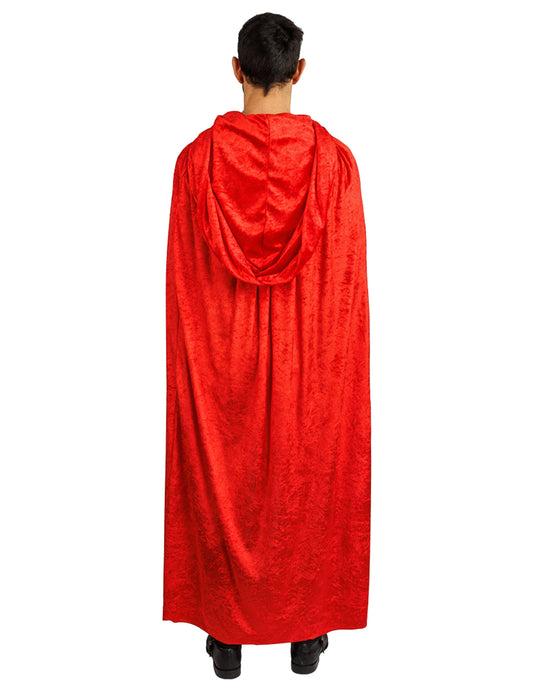 Capa muy larga terciopelo rojo lujo 202 cm