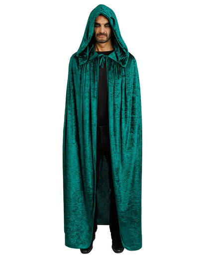 Capa muy larga terciopelo verde lujo 202 cm