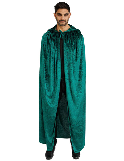 Capa muy larga terciopelo verde lujo 202 cm