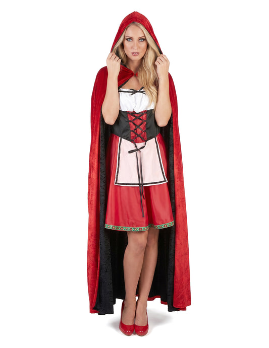 Capa vampiro terciopelo rojo y negro reversible lujo adulto