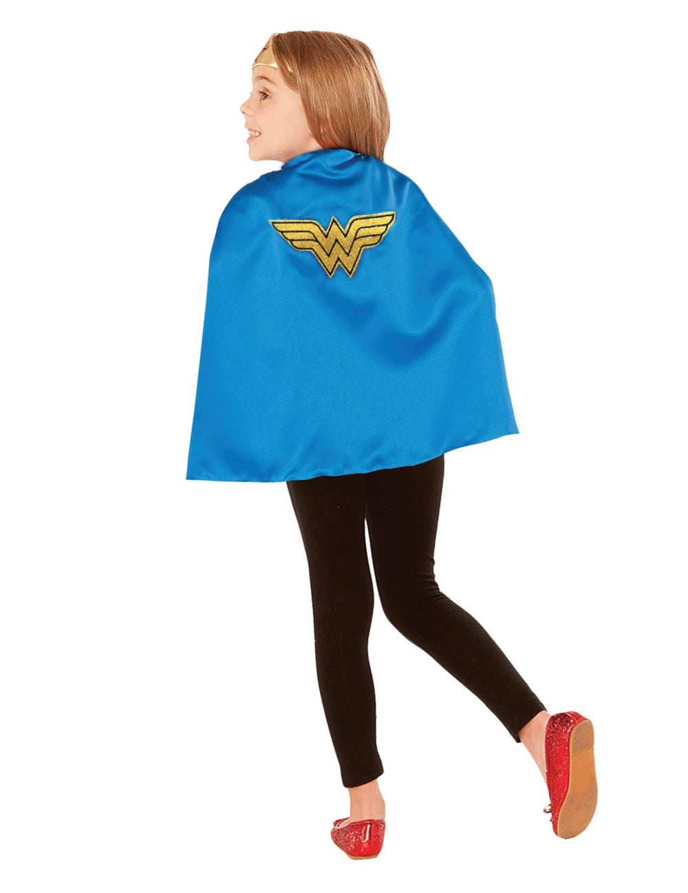Capa Wonder Woman para niño azul con logo dorado