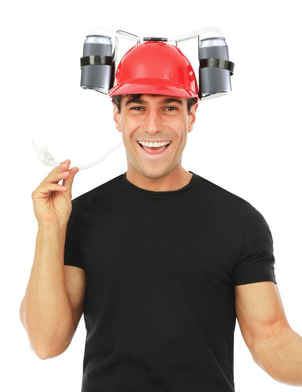 Vue de face portée du casque anti-soif pour adulte