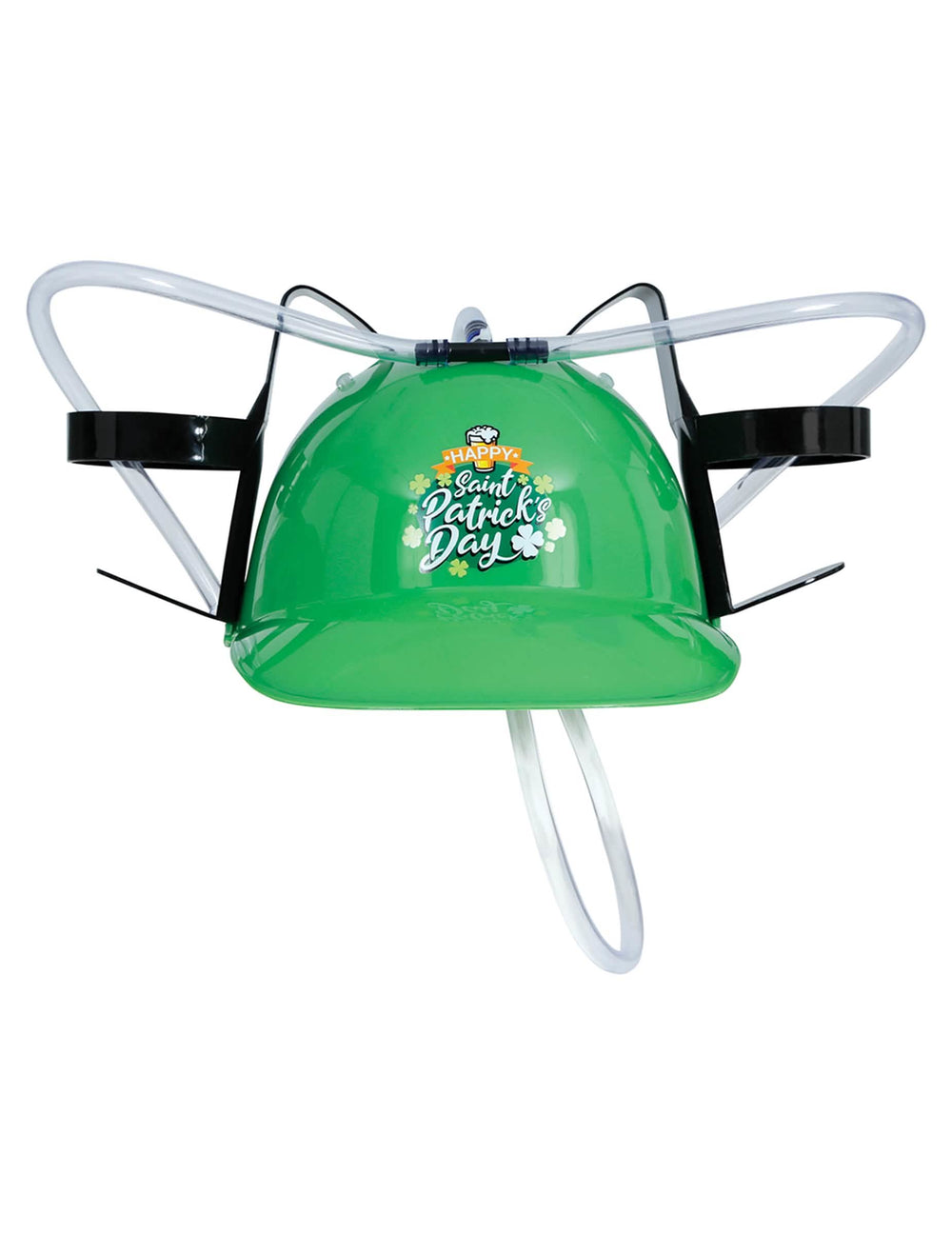 Vue de face du casque anti-soif Saint Patrick pour adulte