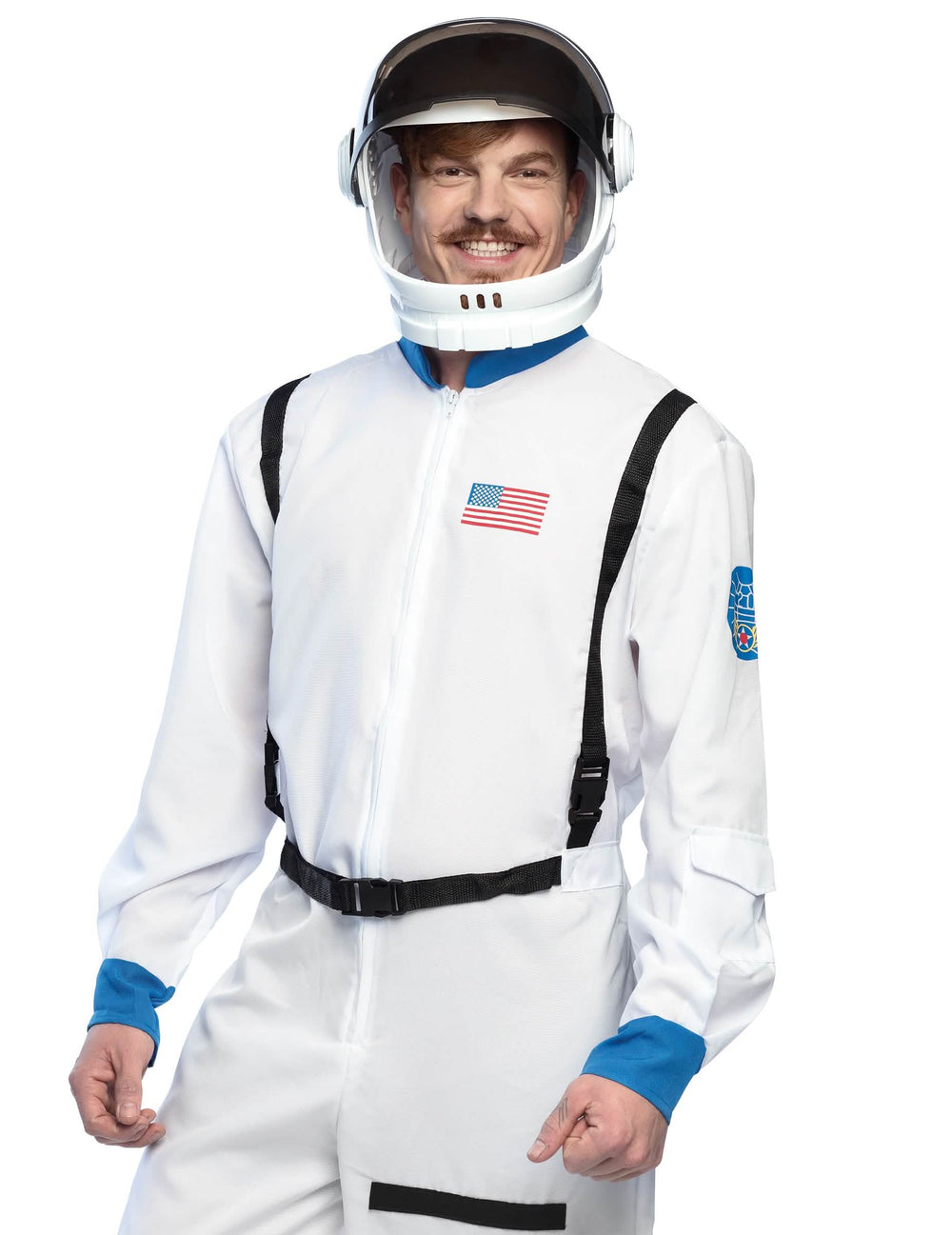 Gros plan du casque astronaute pour adulte blanc avec visière transparente