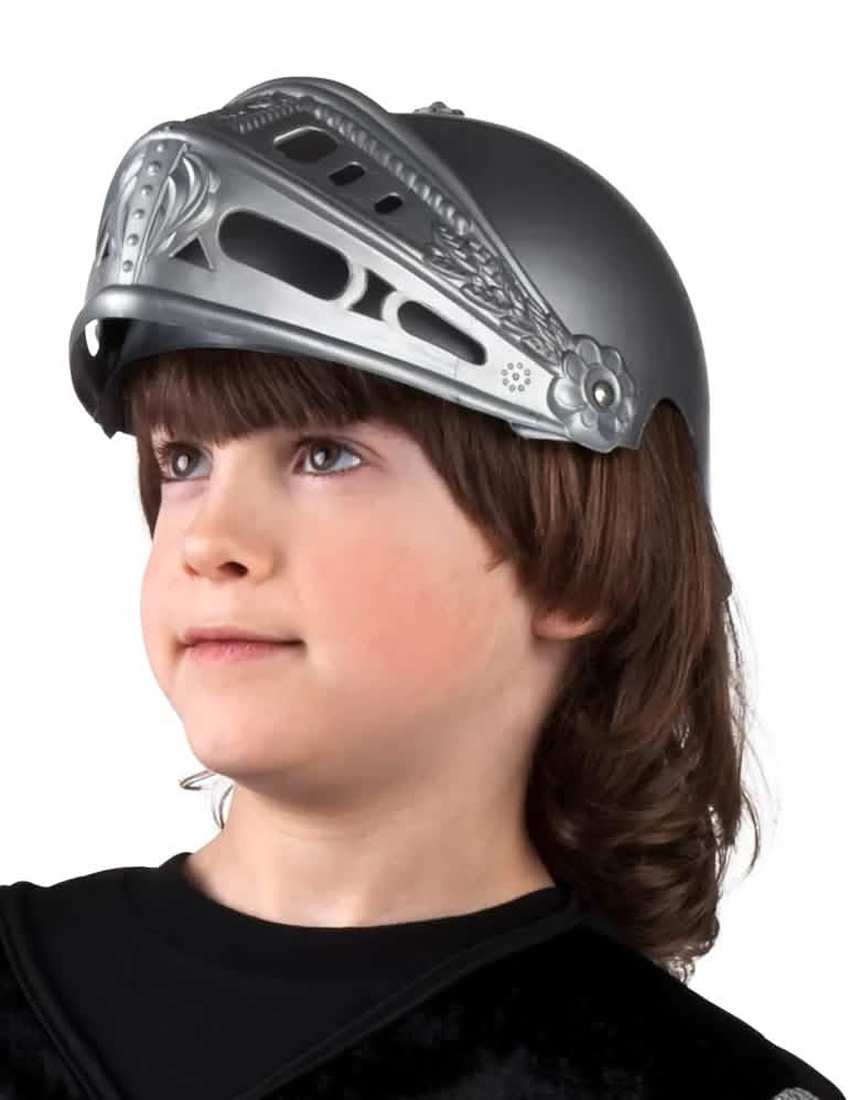 Casco de caballero medieval para niño gris plateado
