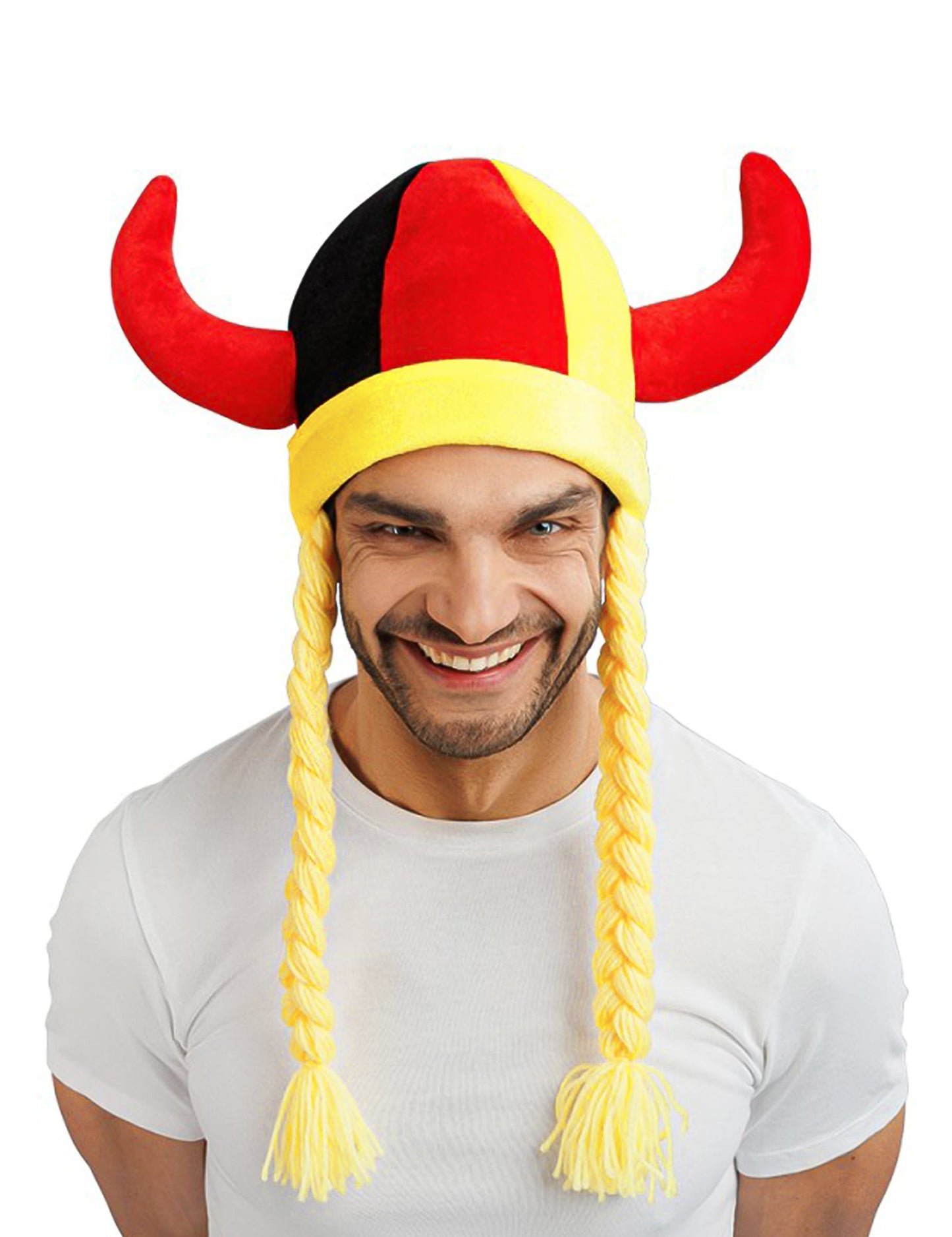 Casco de tela con cuernos y trenzas de aficionado Alemania