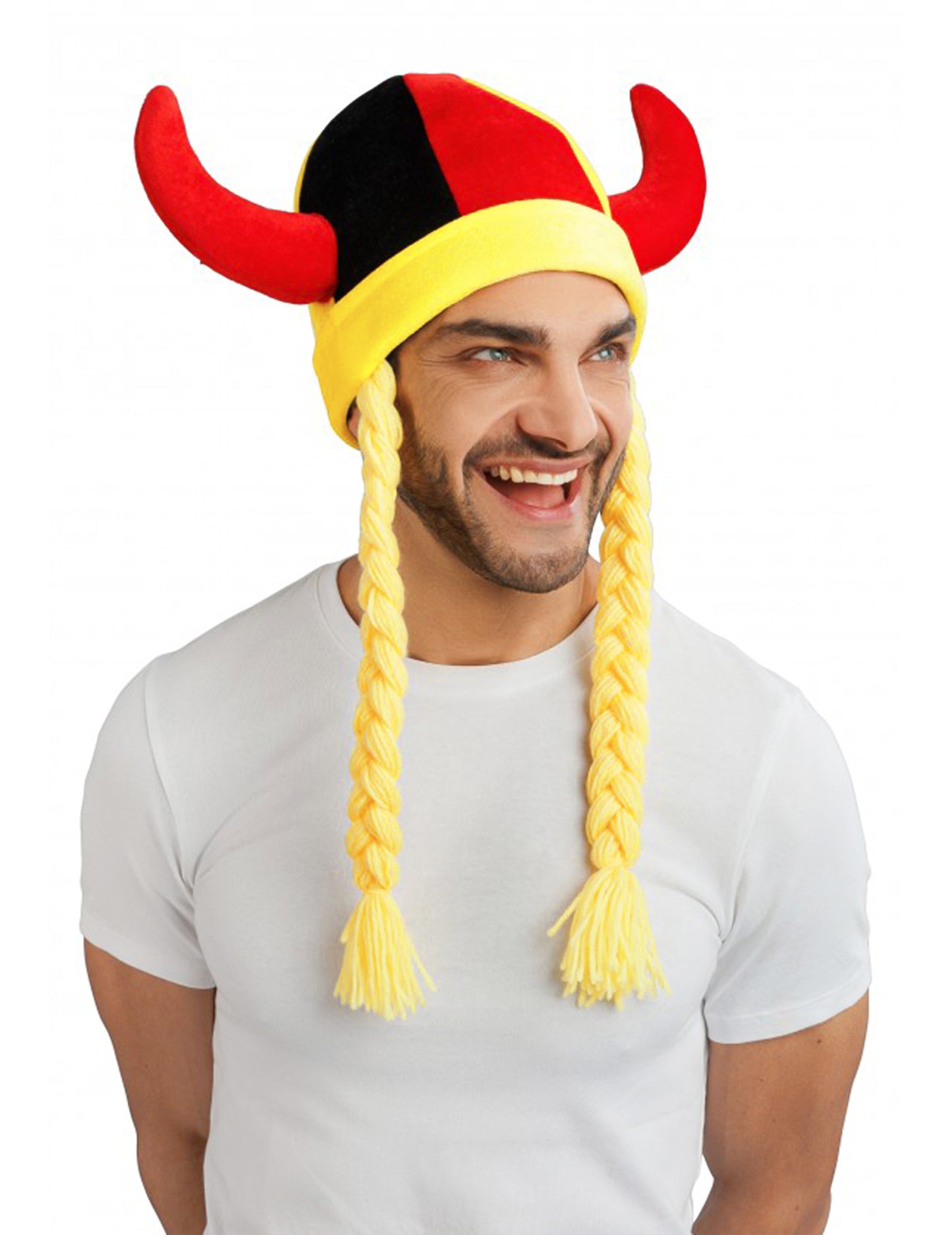 Casco de tela con cuernos y trenzas de aficionado Alemania