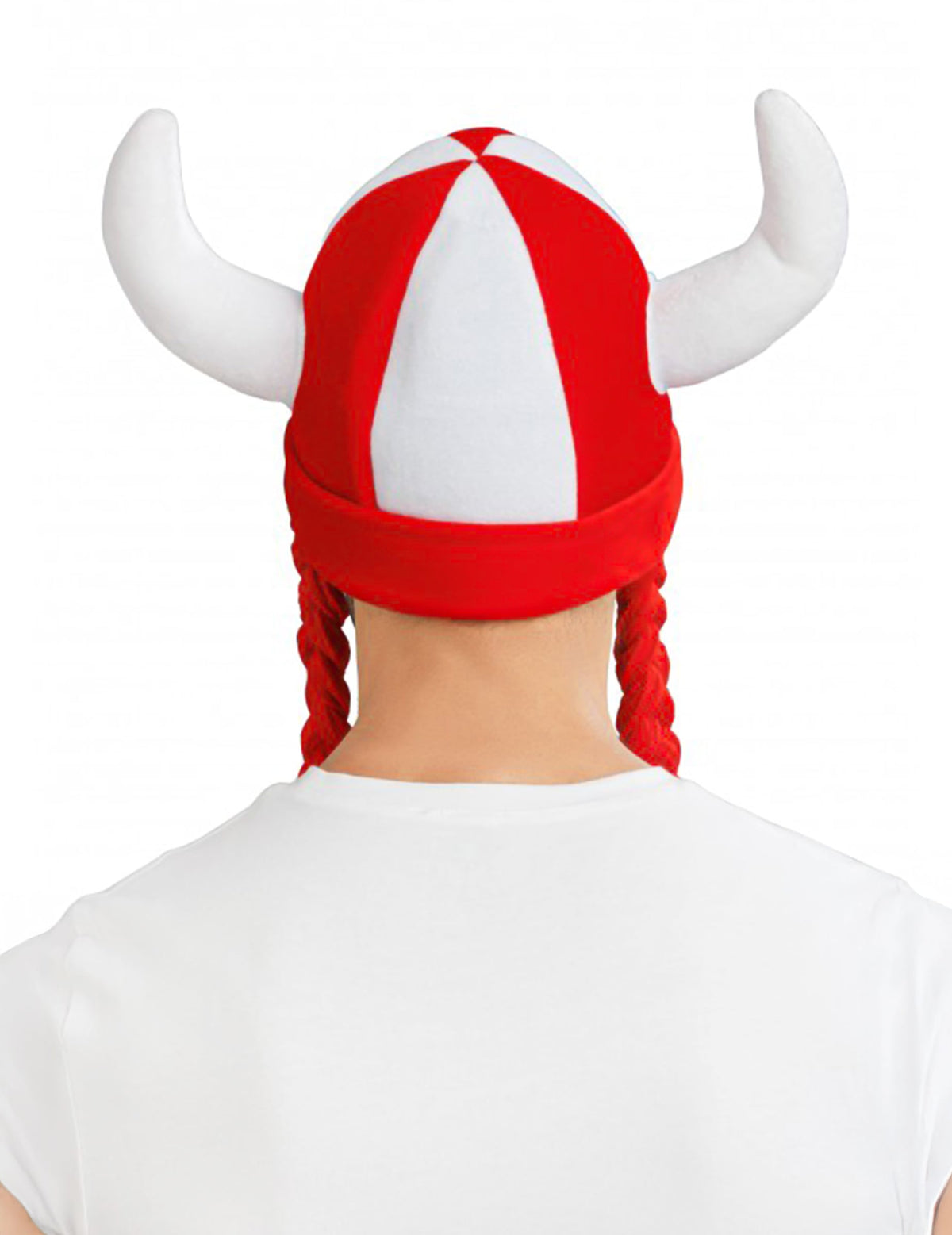 Casco de tela con cuernos y trenzas de hincha de Suiza