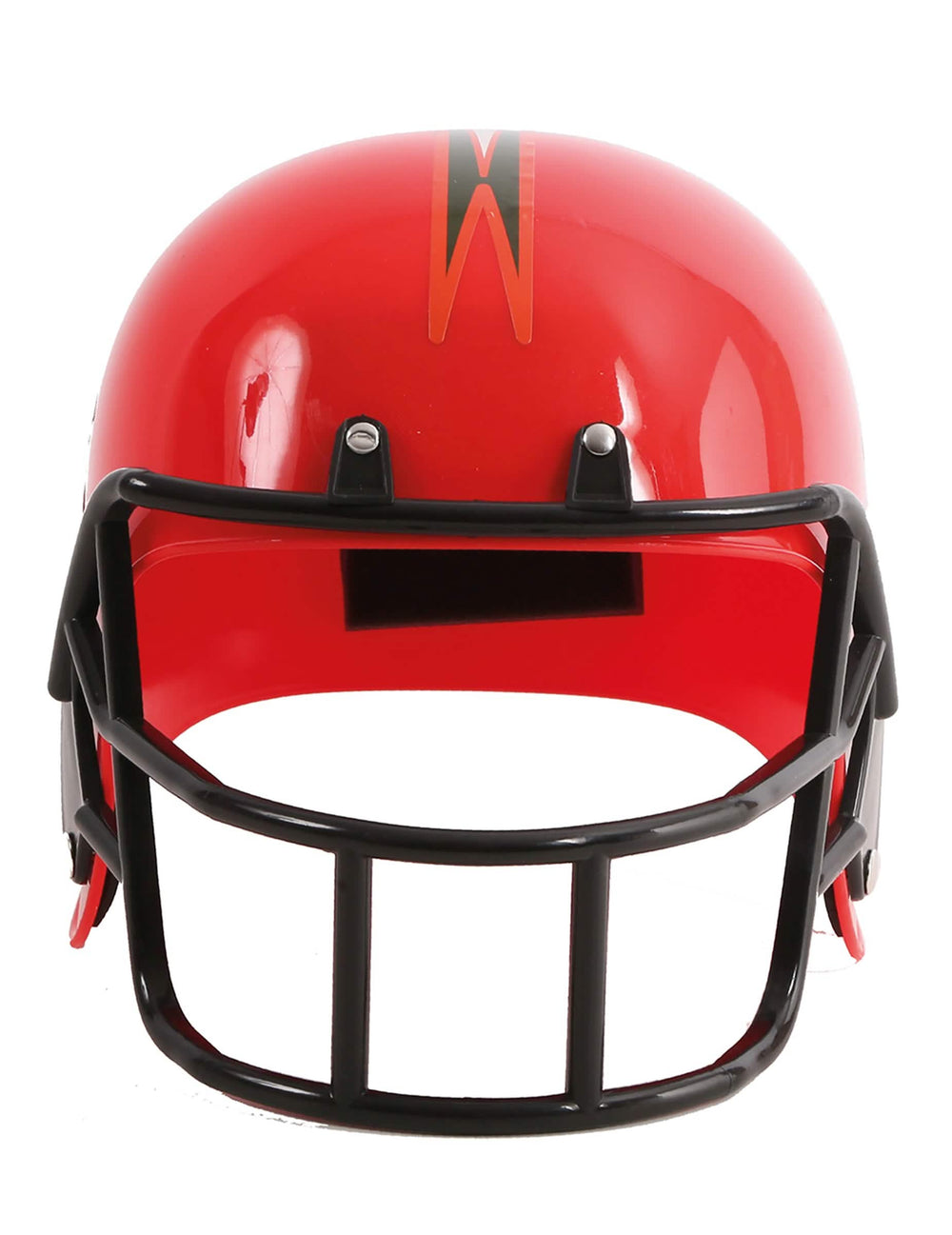 Vue de face du casque joueur football pour adulte rouge