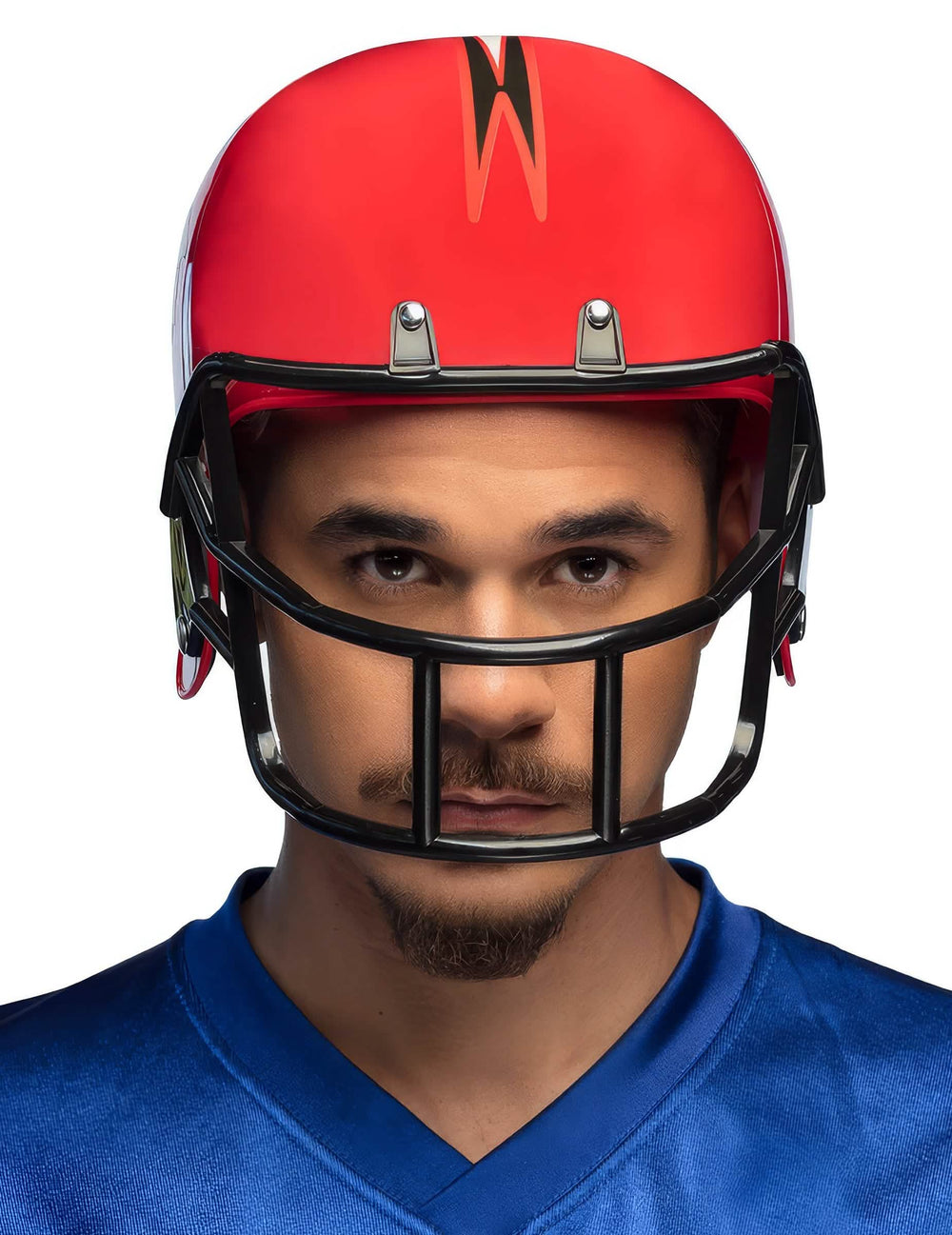 Casque de joueur de football pour adulte rouge avec grille noire