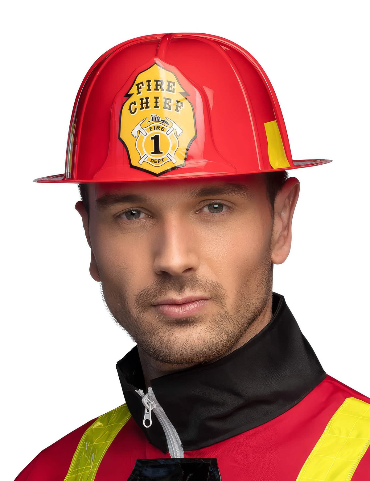 Casco de bombero para adulto rojo con escudo Fire Chief