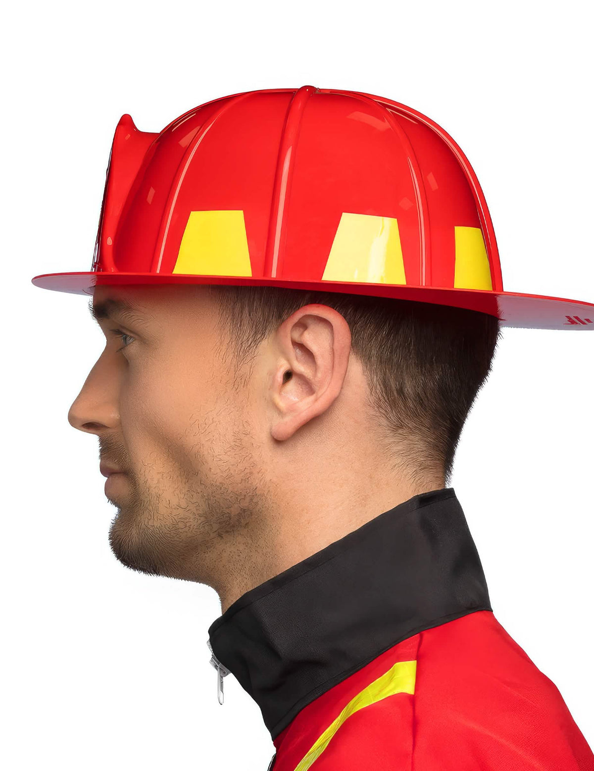 Vista de perfil del casco de bombero para adulto