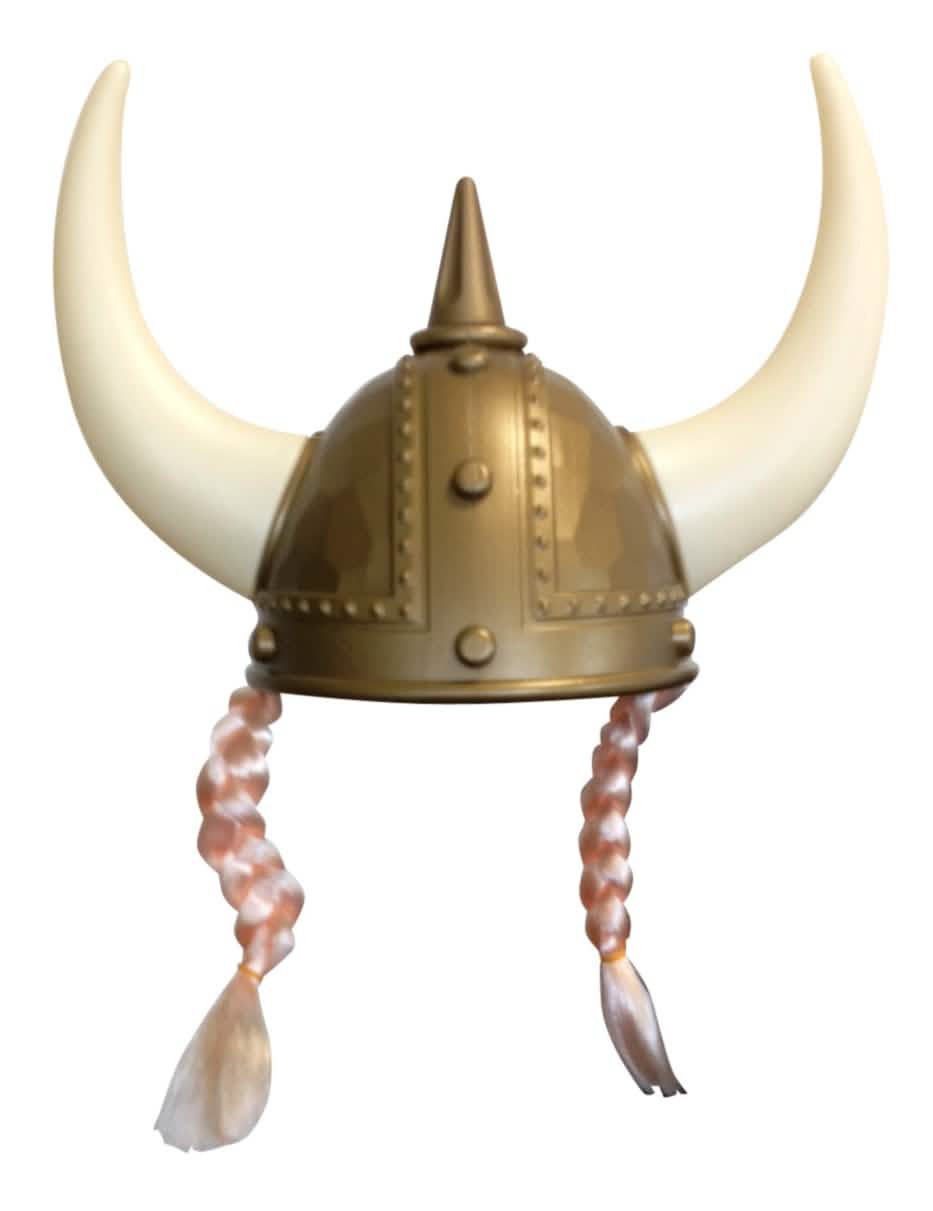 Casco vikingo con trenzas para adulto bronce y cuernos blancos