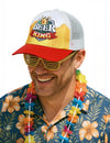 Casquette Beer king pour adulte jaune et blanche avec visière rouge
