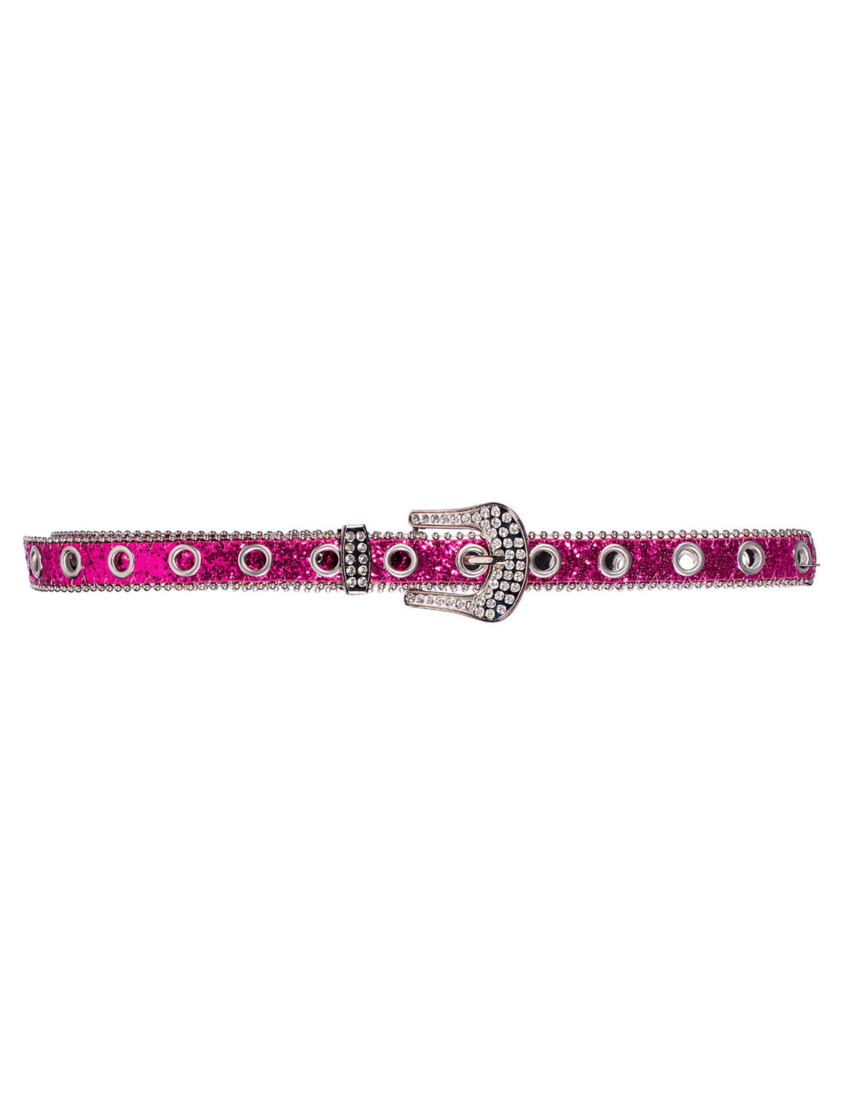 Cinturón de lentejuelas rosas con hebilla de strass adulto